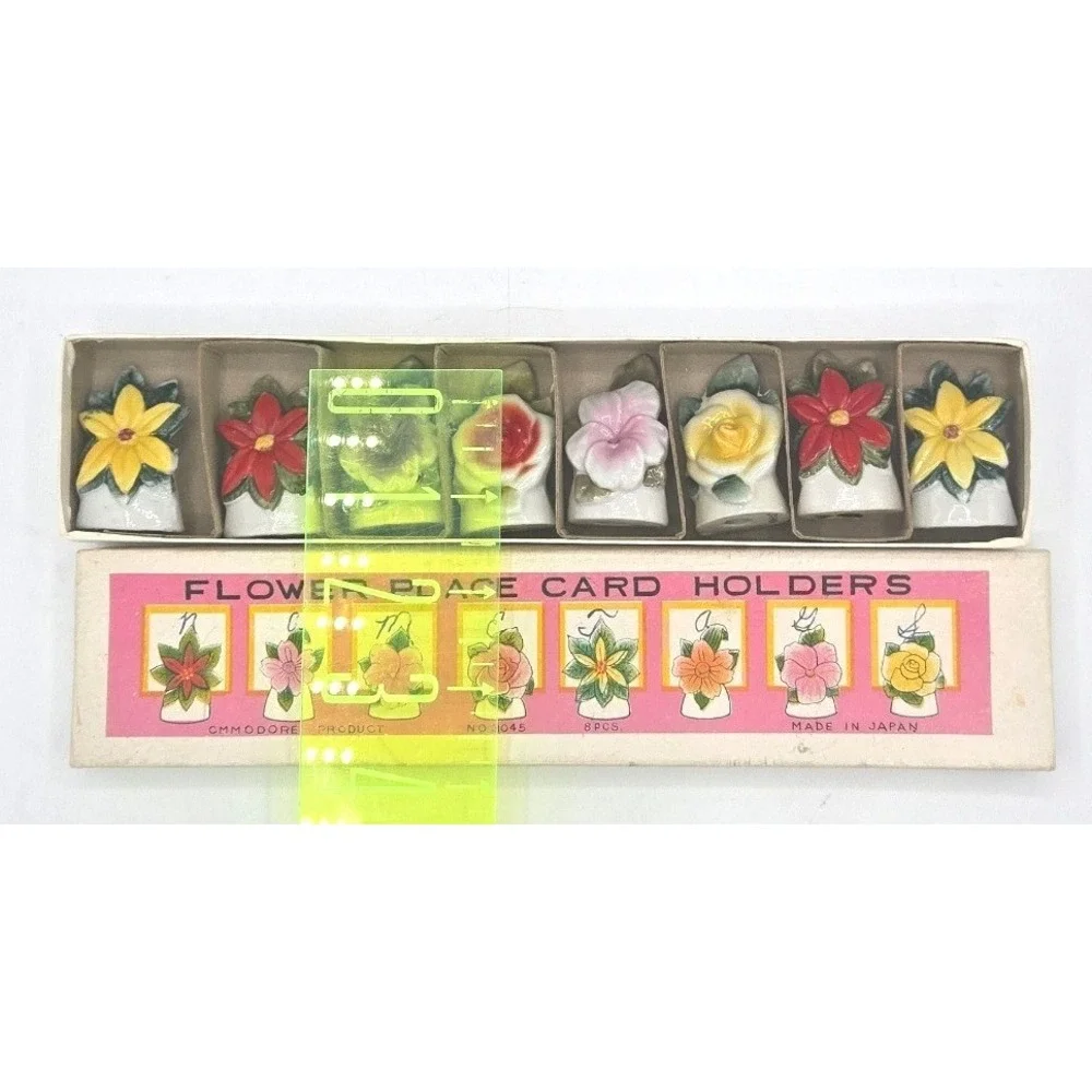 Vintage‎ Flower Place Card Holders Set - Made in Japan